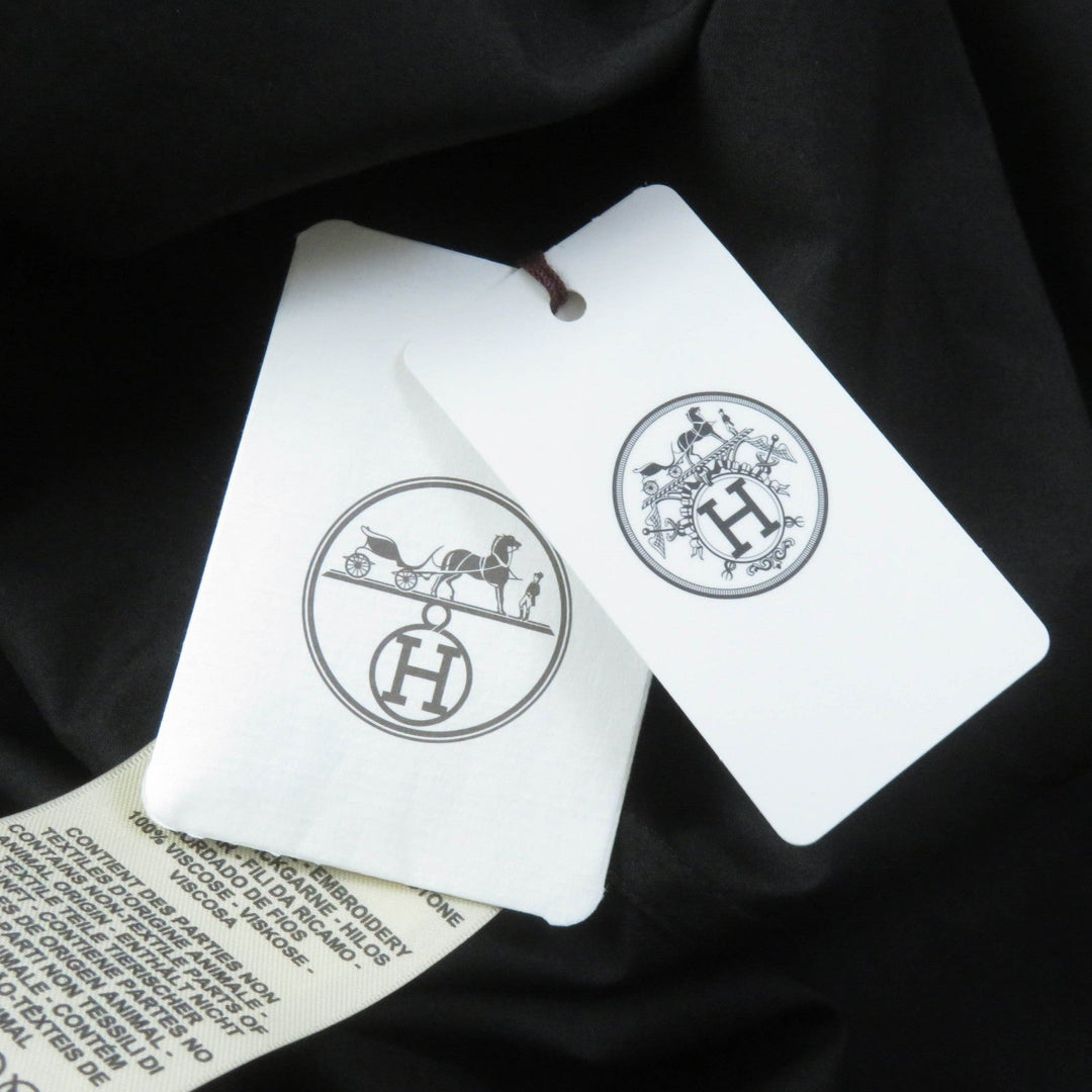 HERMES one piece Main: 100% cotton, embroidery: 100% viscose black Women 36 Used Authentic
