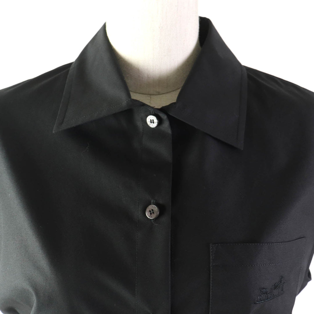 HERMES one piece Main: 100% cotton, embroidery: 100% viscose black Women 36 Used Authentic