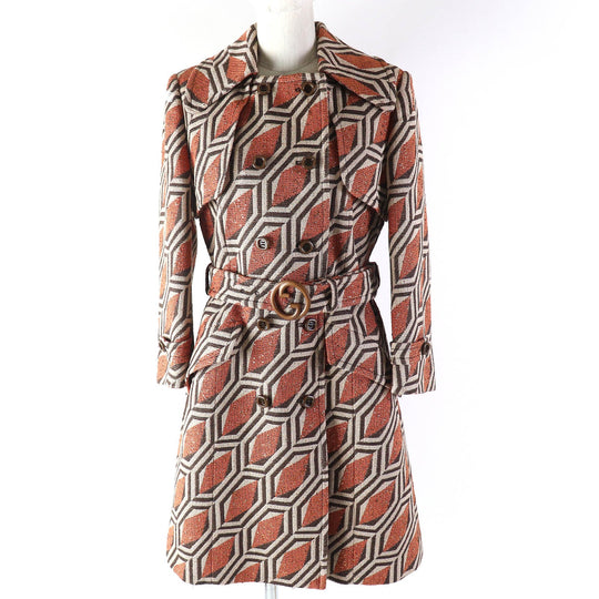 GUCCI coat 643299 ZAF5E Outer material: 63% cotton, 14% nylon, 14% rayon, 9% polyester, 100% rayon Orange brown beige Women 38 Used Authentic