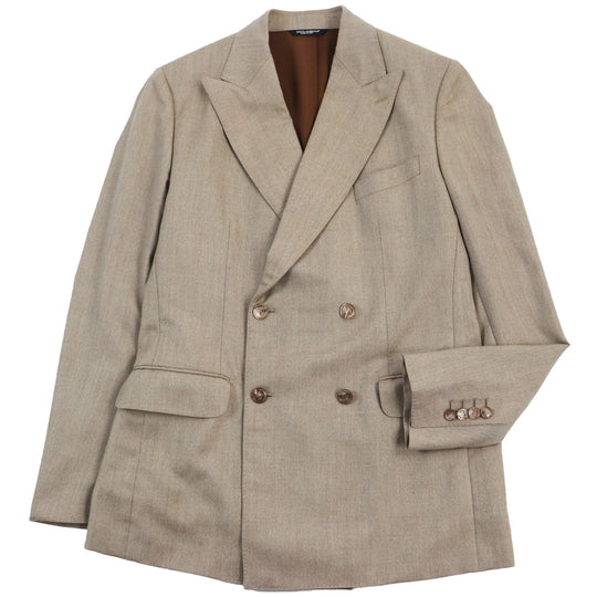 DOLCE&GABBANA tailored jacket Outer: 80% wool, Outer: 20% silk, Lining: 70% rayon, Lining: 30% cupra Brown mens 48 Used Authentic