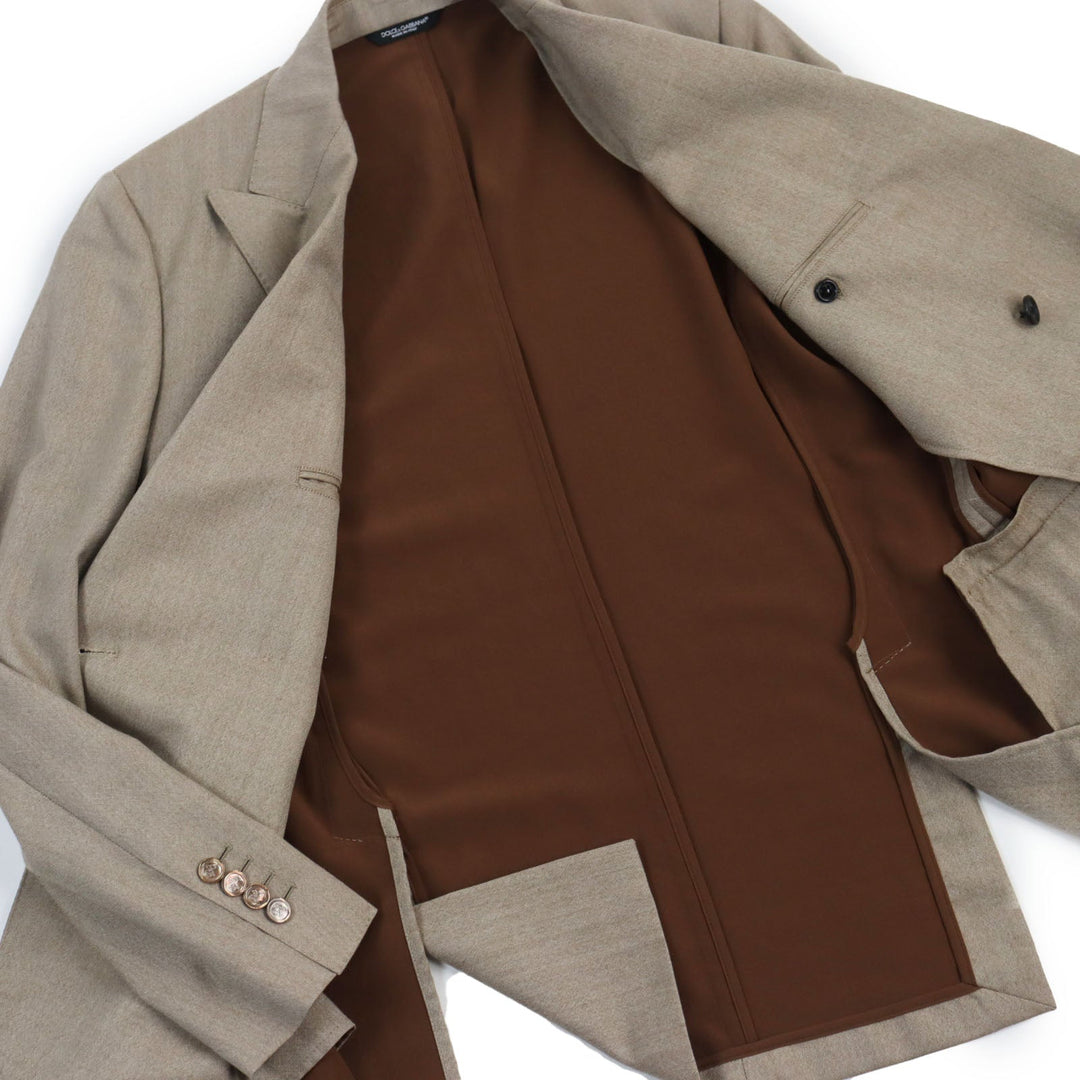 DOLCE&GABBANA tailored jacket Outer: 80% wool, Outer: 20% silk, Lining: 70% rayon, Lining: 30% cupra Brown mens 48 Used Authentic
