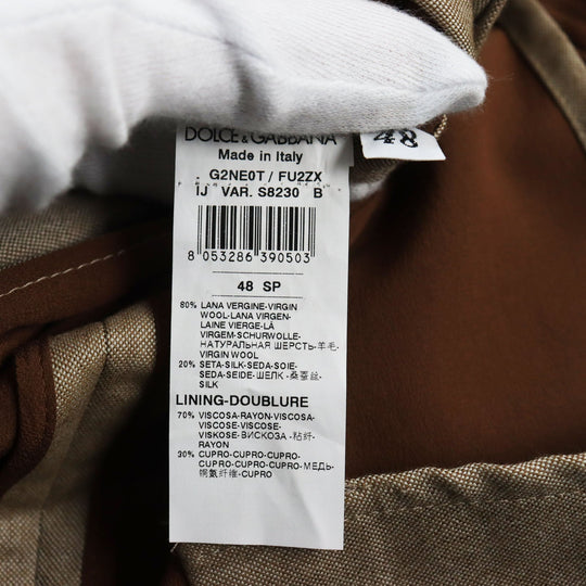 DOLCE&GABBANA tailored jacket Outer: 80% wool, Outer: 20% silk, Lining: 70% rayon, Lining: 30% cupra Brown mens 48 Used Authentic