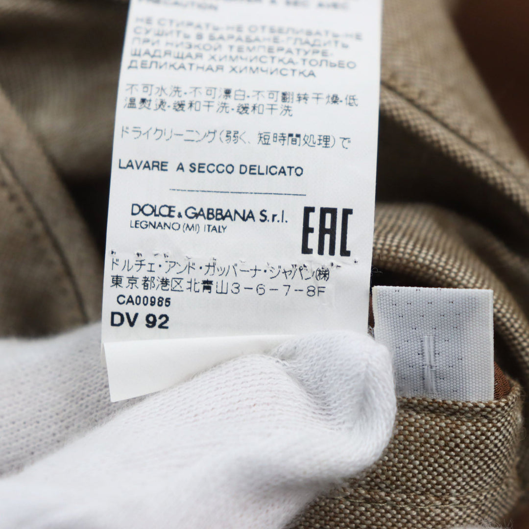 DOLCE&GABBANA tailored jacket Outer: 80% wool, Outer: 20% silk, Lining: 70% rayon, Lining: 30% cupra Brown mens 48 Used Authentic