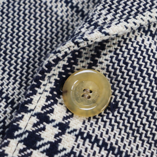 GUCCI tailored jacket 712855 Outer material: 54% wool, 33% cotton, 7% linen, 6% polyamide (nylon), 100% rayon lining, 100% cupra sleeve lining, 100% cotton pocket lining Blue Ivory HA HA HA CHECK JACKET mens 46 Used Authentic