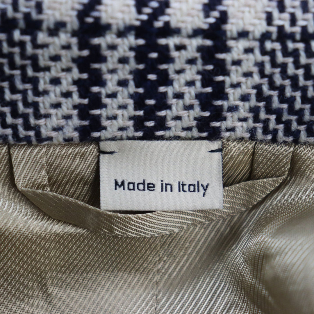 GUCCI tailored jacket 712855 Outer material: 54% wool, 33% cotton, 7% linen, 6% polyamide (nylon), 100% rayon lining, 100% cupra sleeve lining, 100% cotton pocket lining Blue Ivory HA HA HA CHECK JACKET mens 46 Used Authentic