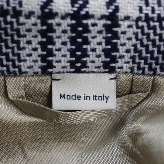 GUCCI tailored jacket 712855 Outer material: 54% wool, 33% cotton, 7% linen, 6% polyamide (nylon), 100% rayon lining, 100% cupra sleeve lining, 100% cotton pocket lining Blue Ivory HA HA HA CHECK JACKET mens 46 Used Authentic