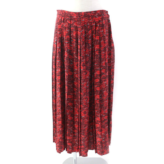 VALENTINO Long skirt VB3RA74062W Main: 100% silk Red Women 42 Used Authentic
