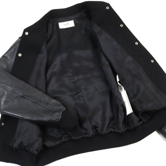 CELINE Stajan 2V09M896C Main: 90% wool, Main: 10% nylon, Main: leather, Part: 100% rayon black BOY DOLL TEDDY JACKET IN TEXTURED WOOL mens 48 Used Authentic