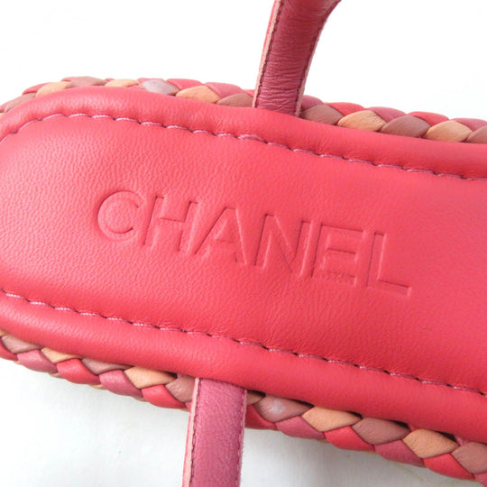 CHANEL Sandals Main: Leather pink Women 37 C Used Authentic