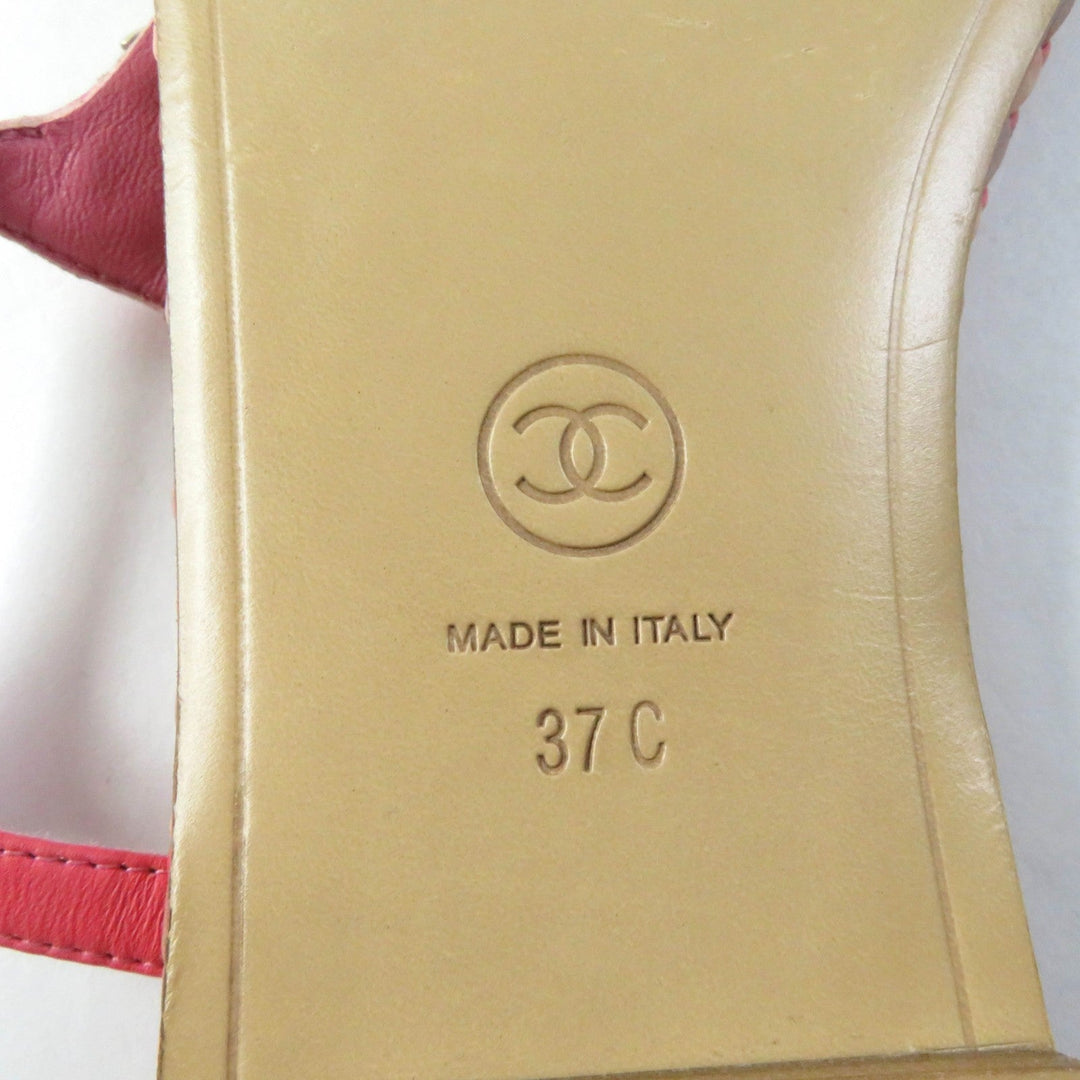 CHANEL Sandals Main: Leather pink Women 37 C Used Authentic