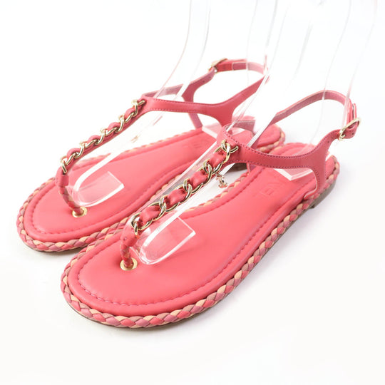 CHANEL Sandals Main: Leather pink Women 37 C Used Authentic