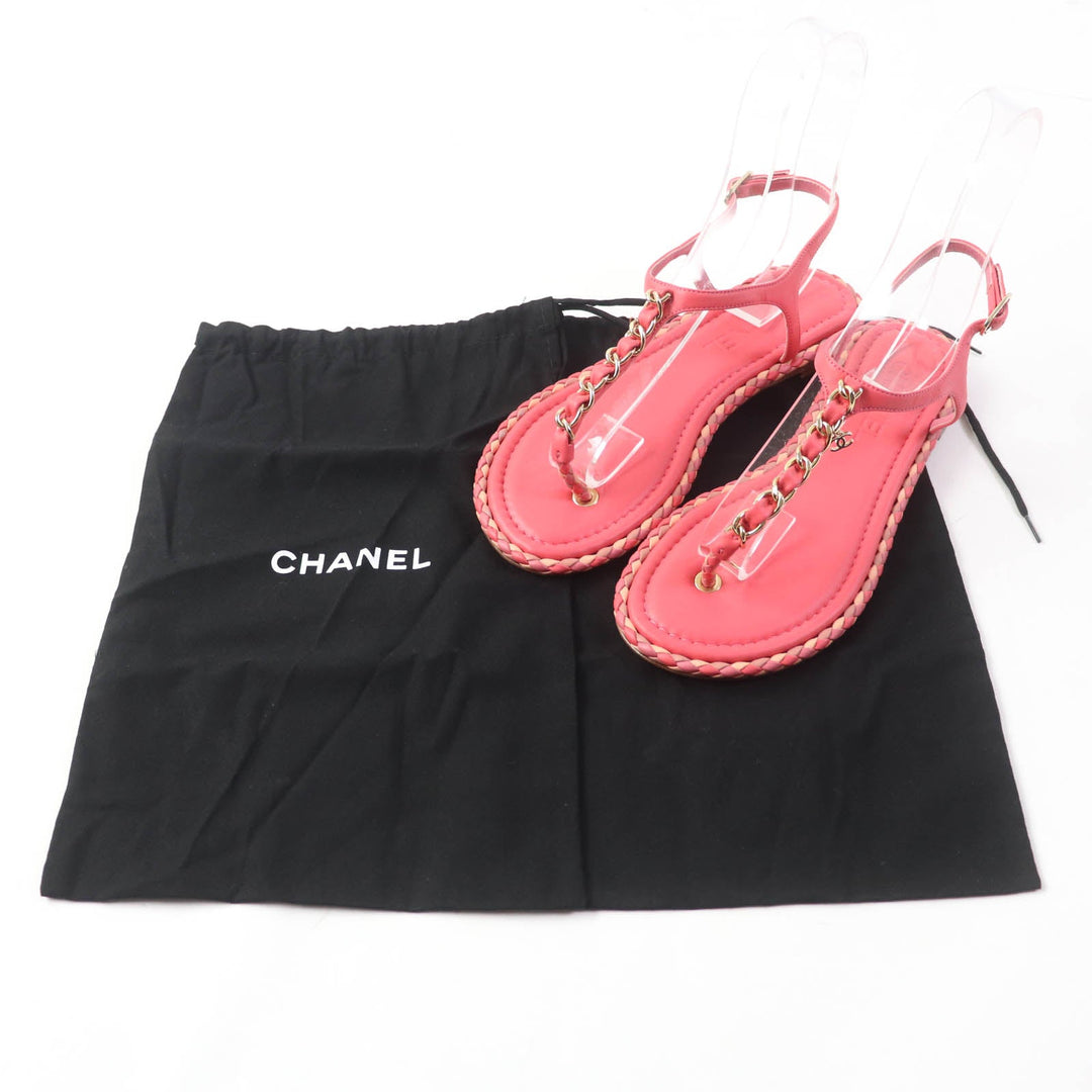 CHANEL Sandals Main: Leather pink Women 37 C Used Authentic