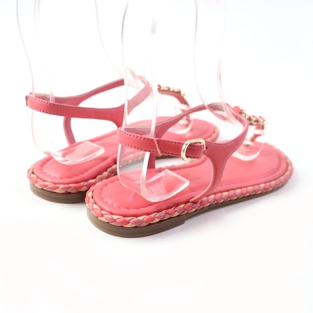 CHANEL Sandals Main: Leather pink Women 37 C Used Authentic