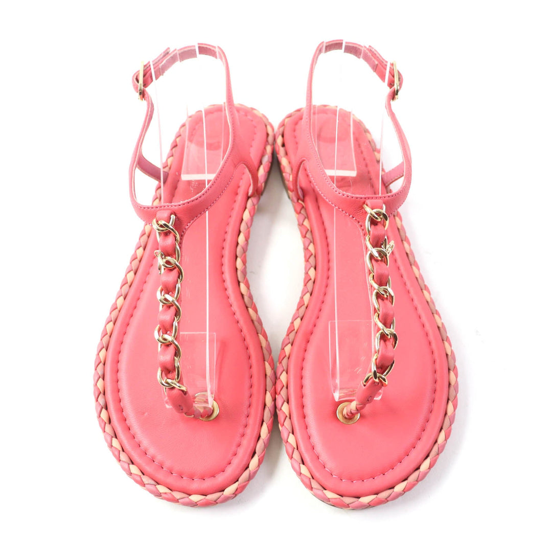 CHANEL Sandals Main: Leather pink Women 37 C Used Authentic