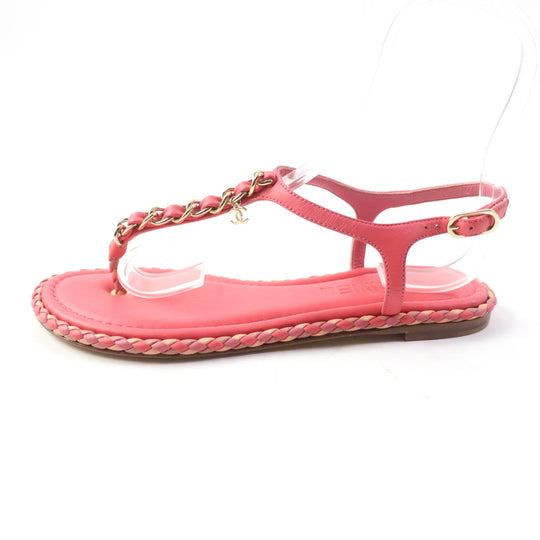 CHANEL Sandals Main: Leather pink Women 37 C Used Authentic