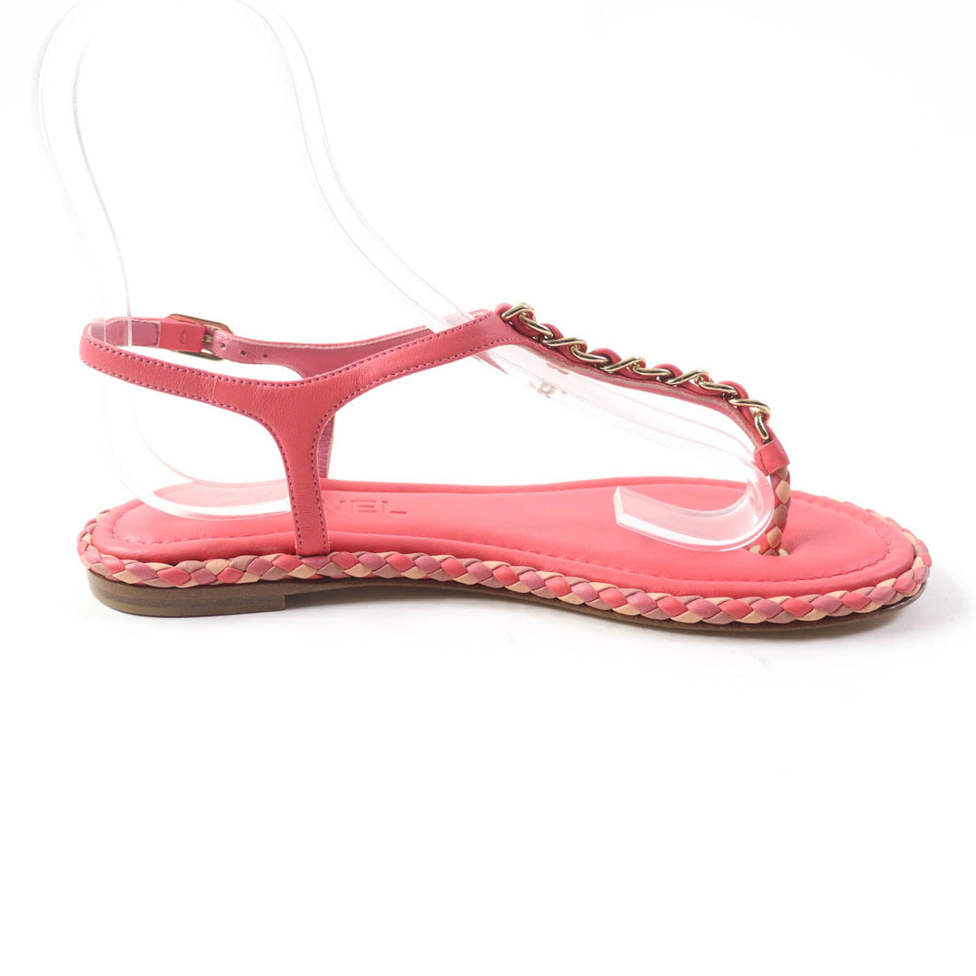 CHANEL Sandals Main: Leather pink Women 37 C Used Authentic