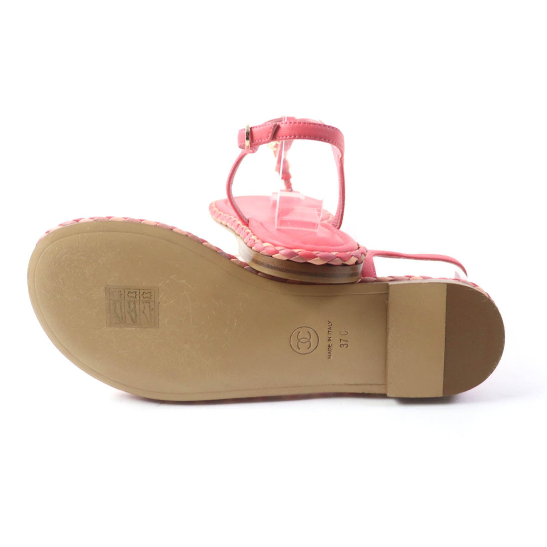 CHANEL Sandals Main: Leather pink Women 37 C Used Authentic