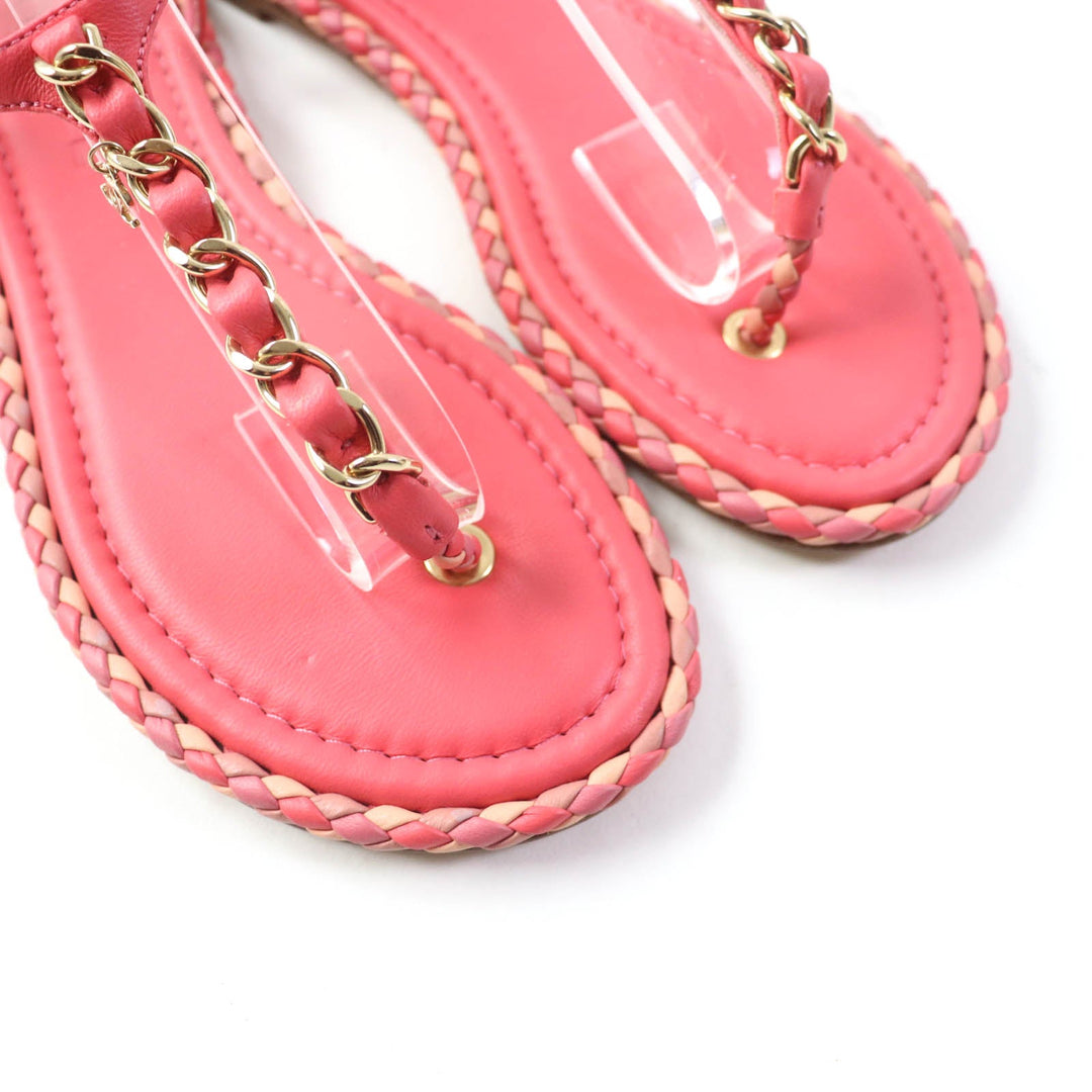 CHANEL Sandals Main: Leather pink Women 37 C Used Authentic