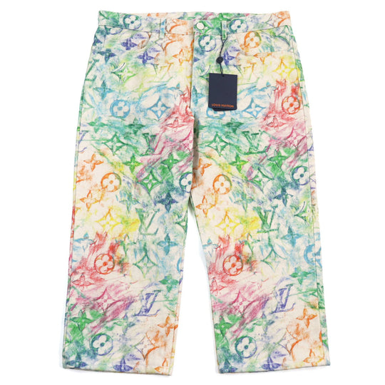 LOUIS VUITTON Denim pants 1A8HJL Main: 100% cotton, Part: 100% cotton multicolor LV Pastel Monogram mens 36 Used Authentic