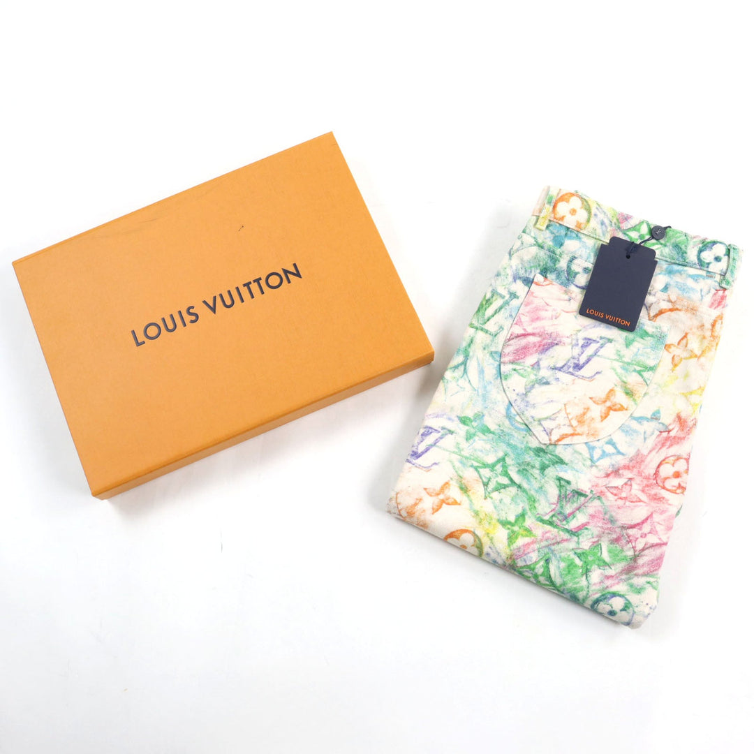 LOUIS VUITTON Denim pants 1A8HJL Main: 100% cotton, Part: 100% cotton multicolor LV Pastel Monogram mens 36 Used Authentic