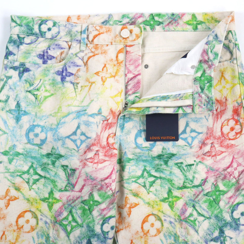 LOUIS VUITTON Denim pants 1A8HJL Main: 100% cotton, Part: 100% cotton multicolor LV Pastel Monogram mens 36 Used Authentic