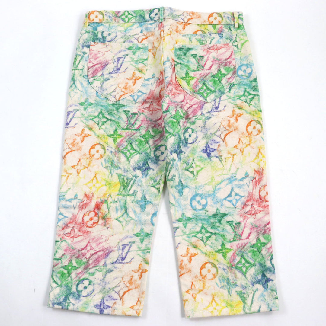 LOUIS VUITTON Denim pants 1A8HJL Main: 100% cotton, Part: 100% cotton multicolor LV Pastel Monogram mens 36 Used Authentic