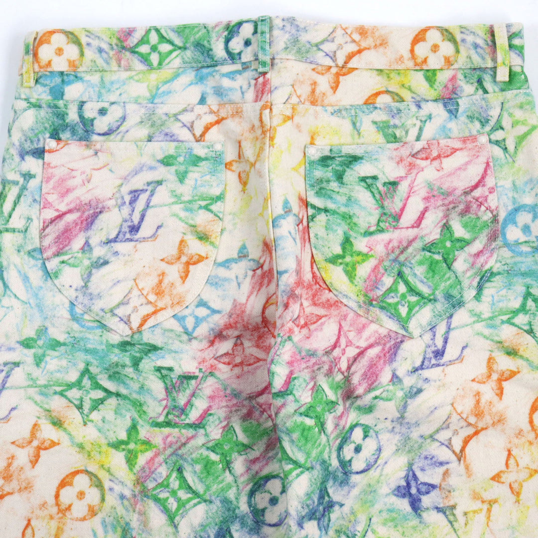 LOUIS VUITTON Denim pants 1A8HJL Main: 100% cotton, Part: 100% cotton multicolor LV Pastel Monogram mens 36 Used Authentic