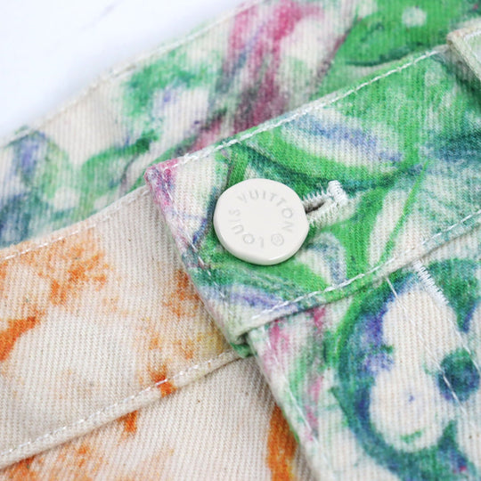 LOUIS VUITTON Denim pants 1A8HJL Main: 100% cotton, Part: 100% cotton multicolor LV Pastel Monogram mens 36 Used Authentic