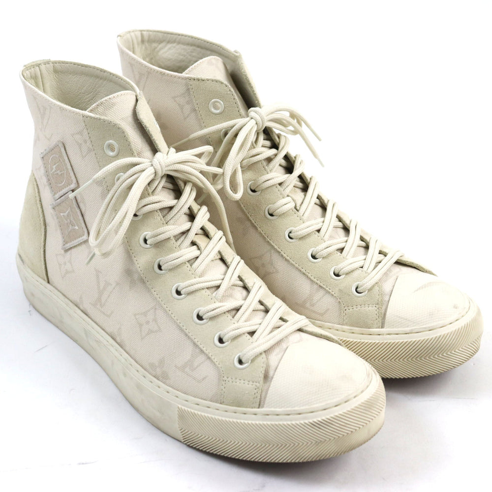 LOUIS VUITTON High cut sneakers 1A378N Main: Canvas, Part: Suede cream Tattoo Line mens 7 Used Authentic