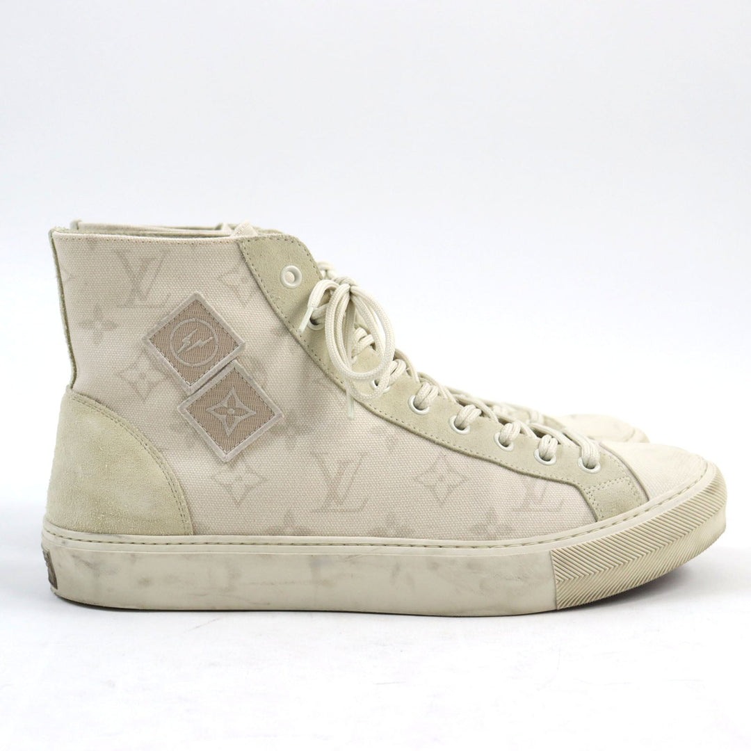 LOUIS VUITTON High cut sneakers 1A378N Main: Canvas, Part: Suede cream Tattoo Line mens 7 Used Authentic