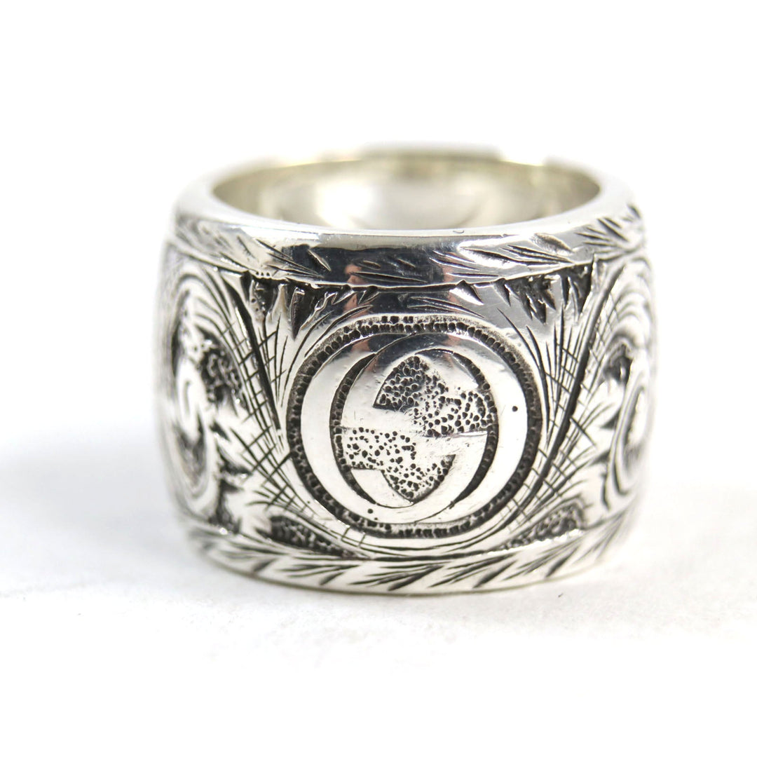 GUCCI Ring 461991 Main: AG925, Part: Malachite Silver Green Malachite Garden Cat Head mens Used Authentic