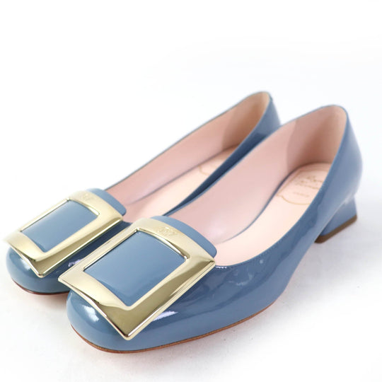 ROGERVIVIER pumps Main: Patent leather Blue type Trevivier metal buckle Women 35 1/2 Used Authentic