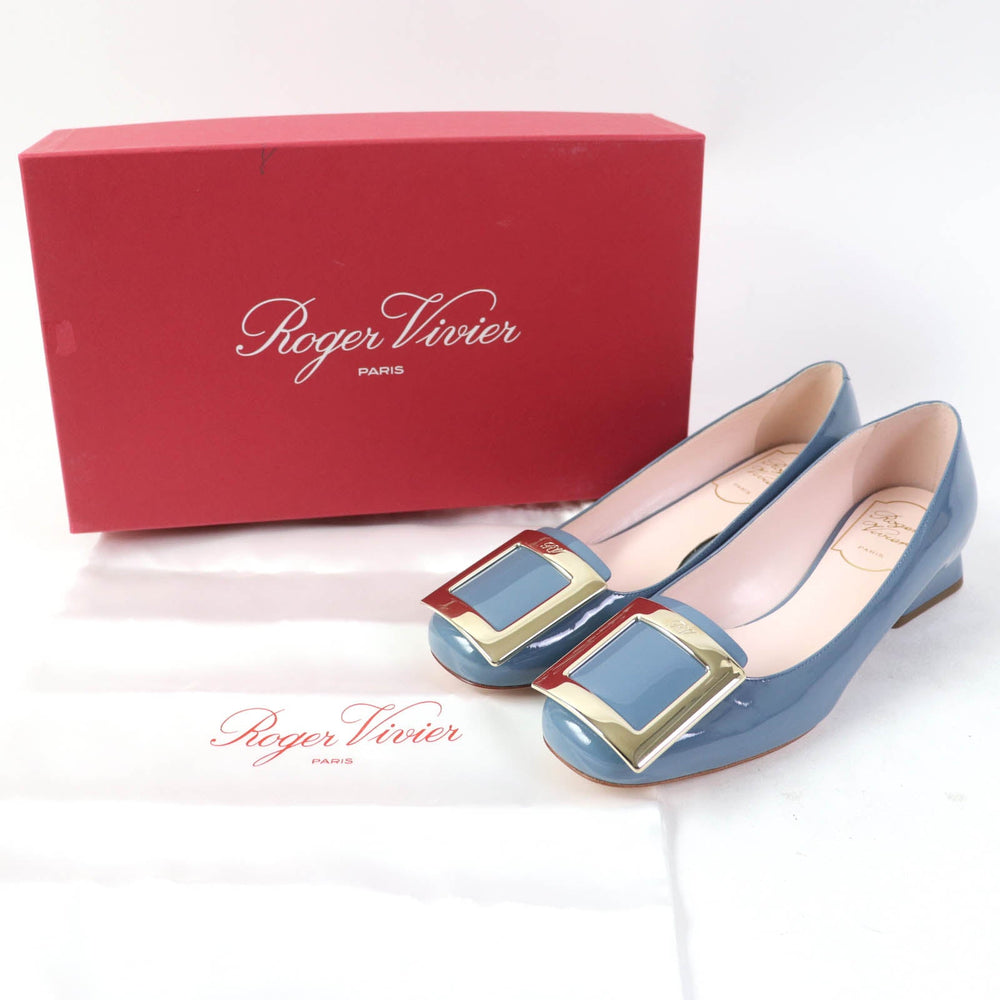 ROGERVIVIER pumps Main: Patent leather Blue type Trevivier metal buckle Women 35 1/2 Used Authentic