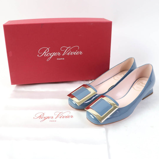 ROGERVIVIER pumps Main: Patent leather Blue type Trevivier metal buckle Women 35 1/2 Used Authentic