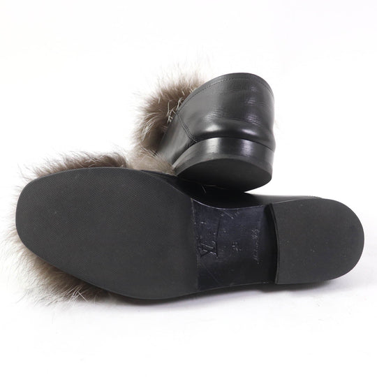 LOUIS VUITTON loafers Main: Leather black Women 35 Used Authentic