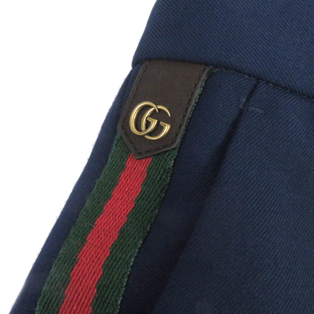 GUCCI slacks 698813 Outer: 83% wool, Outer: 17% mohair, Lining: 100% rayon, Applique: 46% acrylic, 46% wool, 8% polyester, Partial: cowhide blue mens 44 Used Authentic