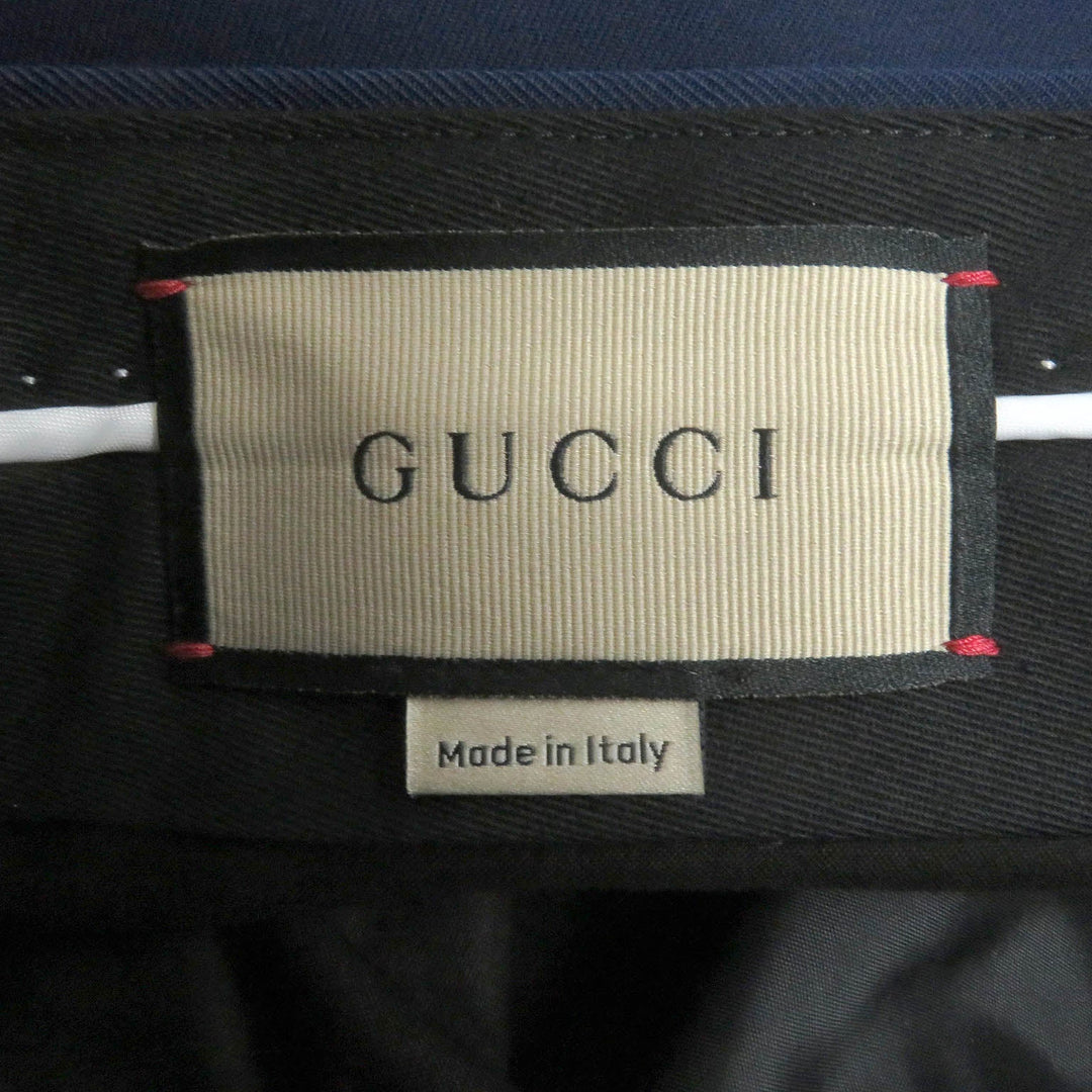 GUCCI slacks 698813 Outer: 83% wool, Outer: 17% mohair, Lining: 100% rayon, Applique: 46% acrylic, 46% wool, 8% polyester, Partial: cowhide blue mens 44 Used Authentic