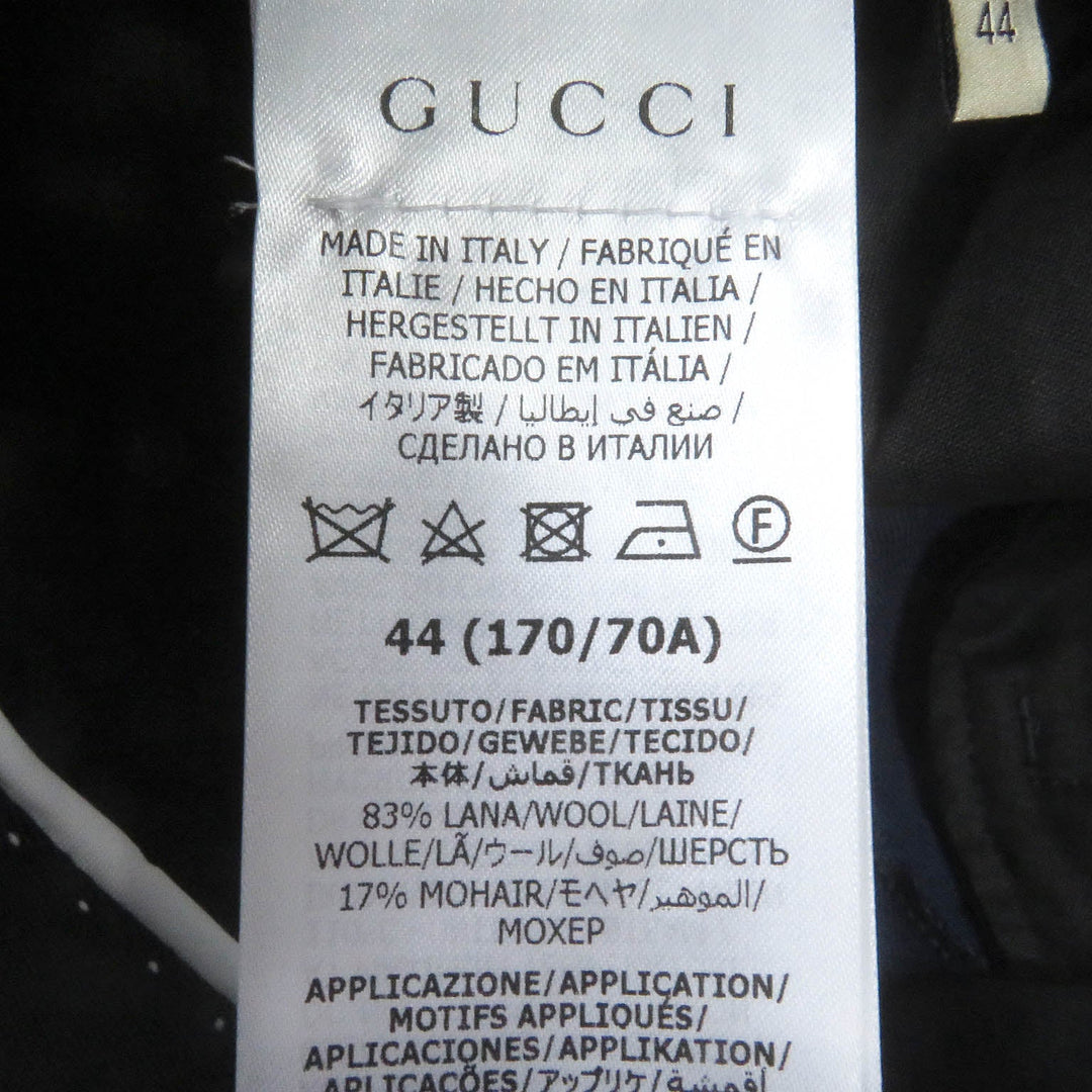 GUCCI slacks 698813 Outer: 83% wool, Outer: 17% mohair, Lining: 100% rayon, Applique: 46% acrylic, 46% wool, 8% polyester, Partial: cowhide blue mens 44 Used Authentic