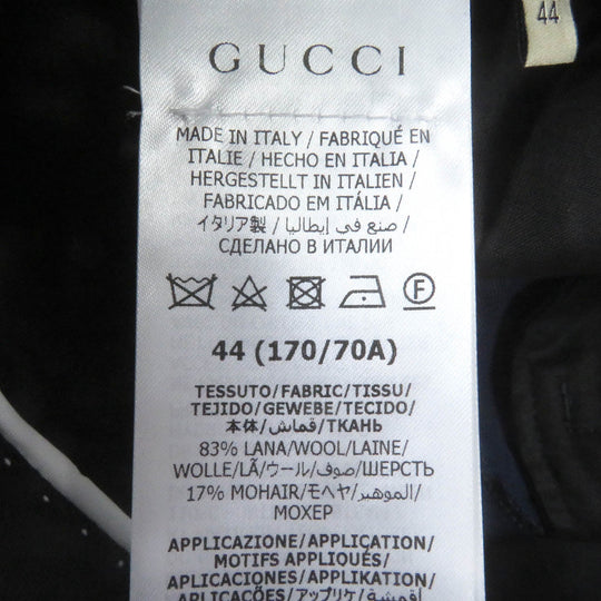 GUCCI slacks 698813 Outer: 83% wool, Outer: 17% mohair, Lining: 100% rayon, Applique: 46% acrylic, 46% wool, 8% polyester, Partial: cowhide blue mens 44 Used Authentic