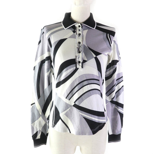 LEONARD SPORT Long sleeve polo shirt Main: 100% cotton multicolor Women 38 Used Authentic