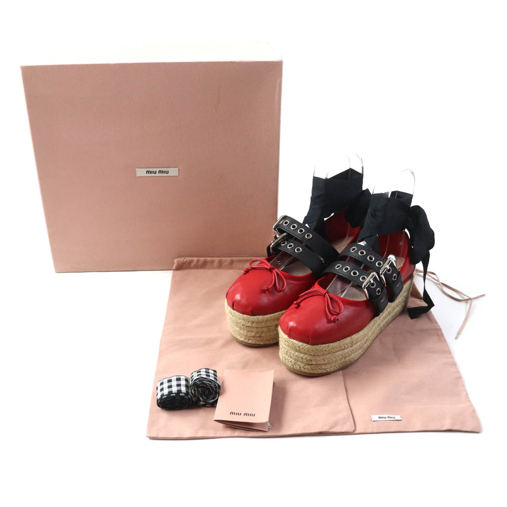 MIUMIU Ballet shoes Main: Leather Red Women 37 Used Authentic