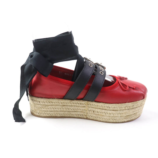 MIUMIU Ballet shoes Main: Leather Red Women 37 Used Authentic