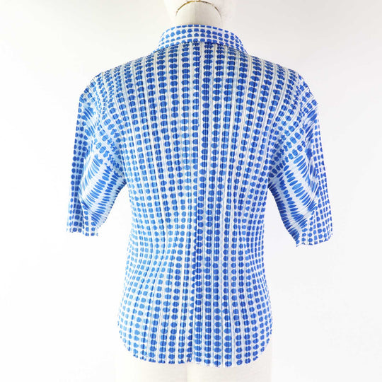 PLEATS PLEASE Short sleeve shirt PP12-JJ512 Main: 100% polyester White blue Women 3 Used Authentic