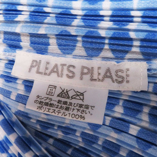 PLEATS PLEASE Short sleeve shirt PP12-JJ512 Main: 100% polyester White blue Women 3 Used Authentic