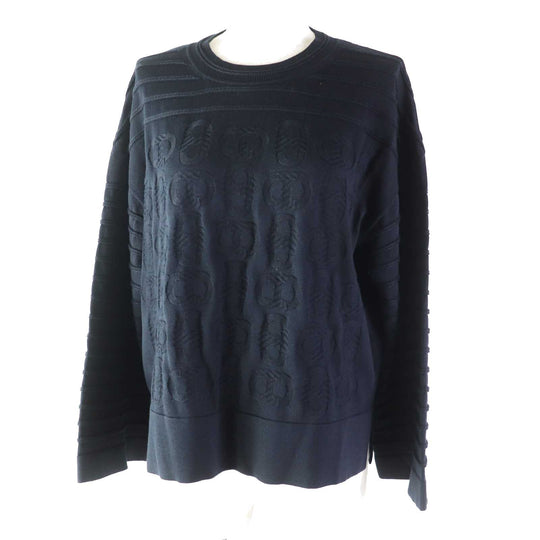 HERMES knit 3E2614D3 Outer: 57% silk, Outer: 43% cotton, Part: 55% silk, Part: 41% cotton, Part: 3% nylon, 1% polyurethane black Women 40 Used Authentic