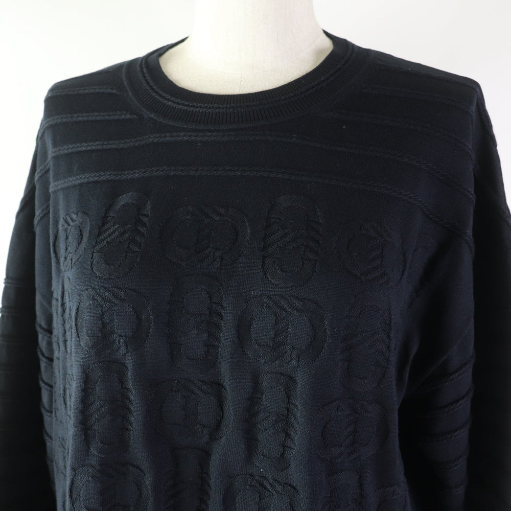 HERMES knit 3E2614D3 Outer: 57% silk, Outer: 43% cotton, Part: 55% silk, Part: 41% cotton, Part: 3% nylon, 1% polyurethane black Women 40 Used Authentic