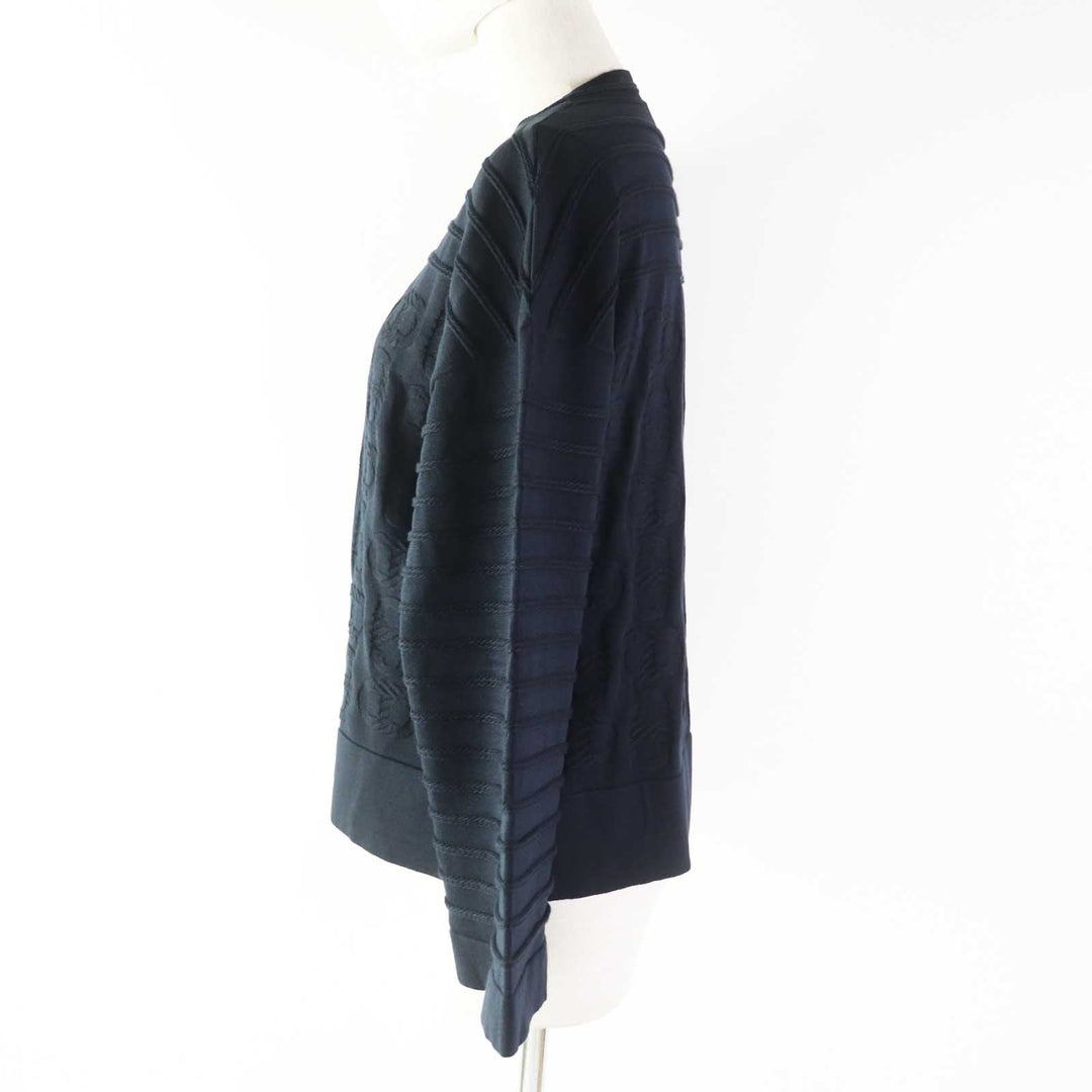 HERMES knit 3E2614D3 Outer: 57% silk, Outer: 43% cotton, Part: 55% silk, Part: 41% cotton, Part: 3% nylon, 1% polyurethane black Women 40 Used Authentic