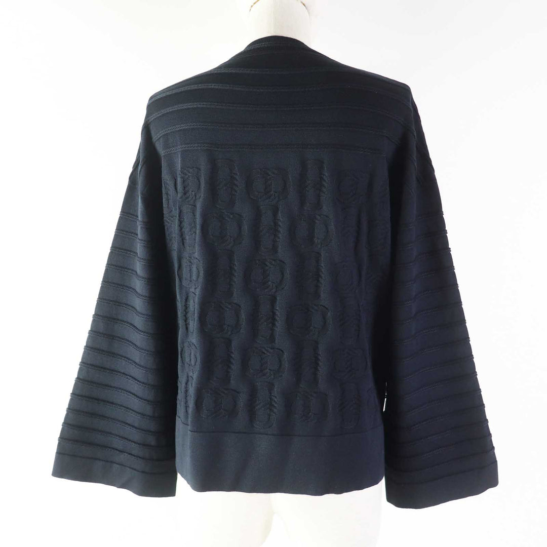 HERMES knit 3E2614D3 Outer: 57% silk, Outer: 43% cotton, Part: 55% silk, Part: 41% cotton, Part: 3% nylon, 1% polyurethane black Women 40 Used Authentic