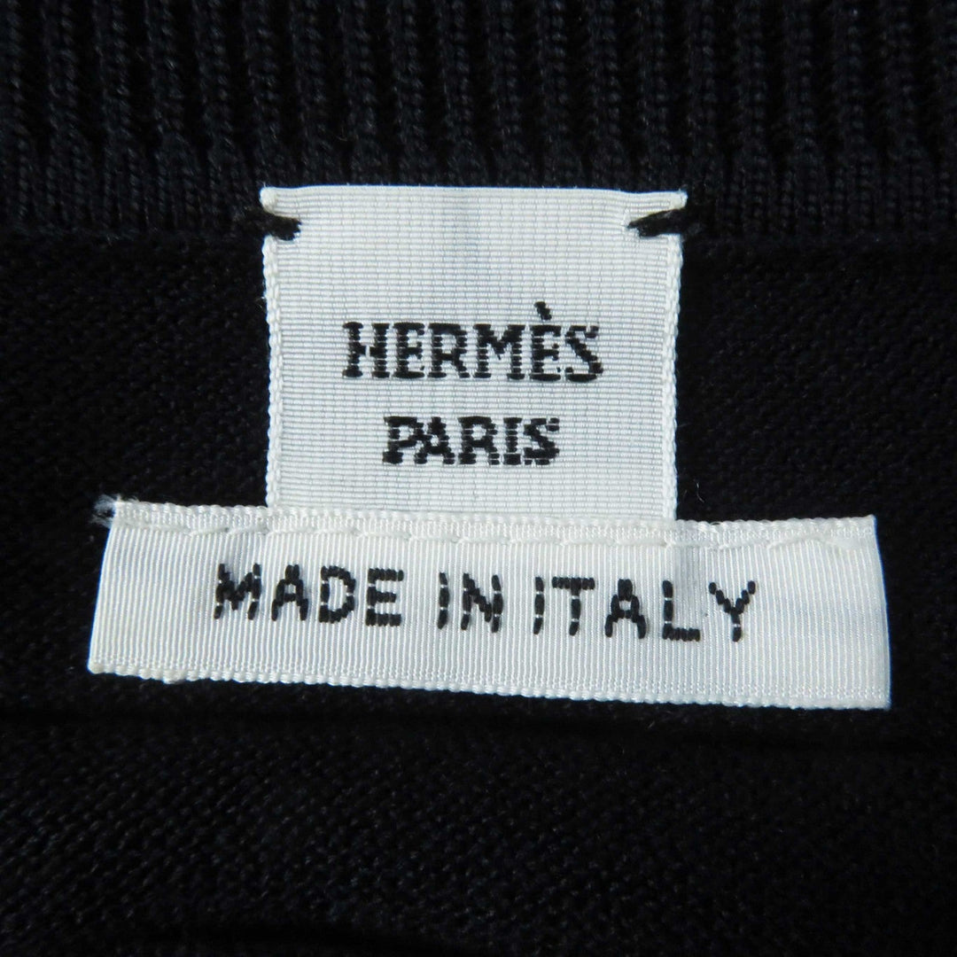 HERMES knit 3E2614D3 Outer: 57% silk, Outer: 43% cotton, Part: 55% silk, Part: 41% cotton, Part: 3% nylon, 1% polyurethane black Women 40 Used Authentic