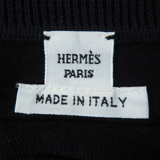 HERMES knit 3E2614D3 Outer: 57% silk, Outer: 43% cotton, Part: 55% silk, Part: 41% cotton, Part: 3% nylon, 1% polyurethane black Women 40 Used Authentic